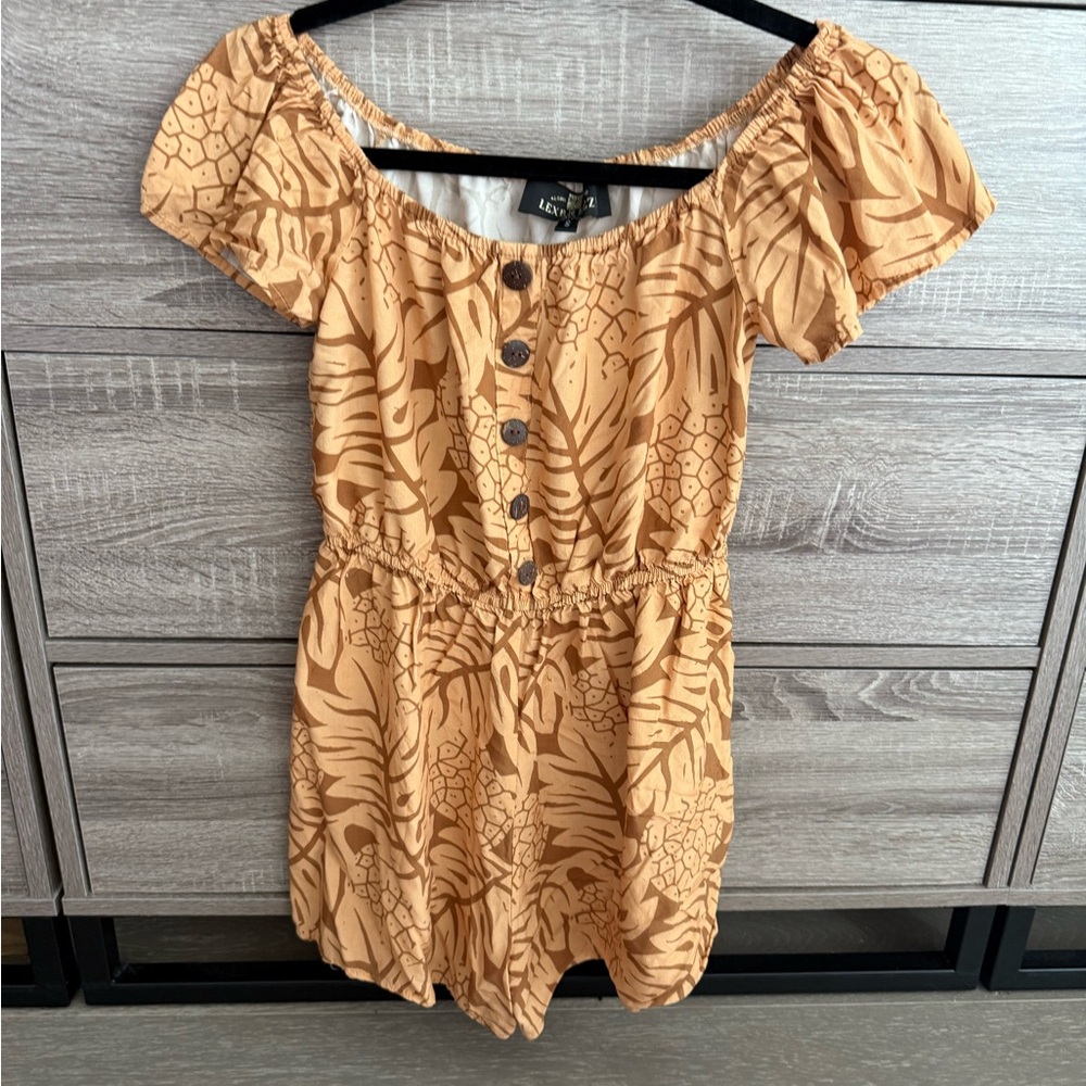 Women's Orange Patterned Off-Shoulder Dress